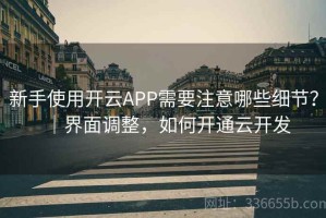 新手使用开云APP需要注意哪些细节？｜界面调整，如何开通云开发