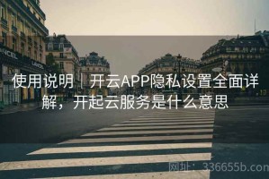 使用说明｜开云APP隐私设置全面详解，开起云服务是什么意思