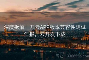 深度拆解｜开云APP版本兼容性测试汇报，云开发下载
